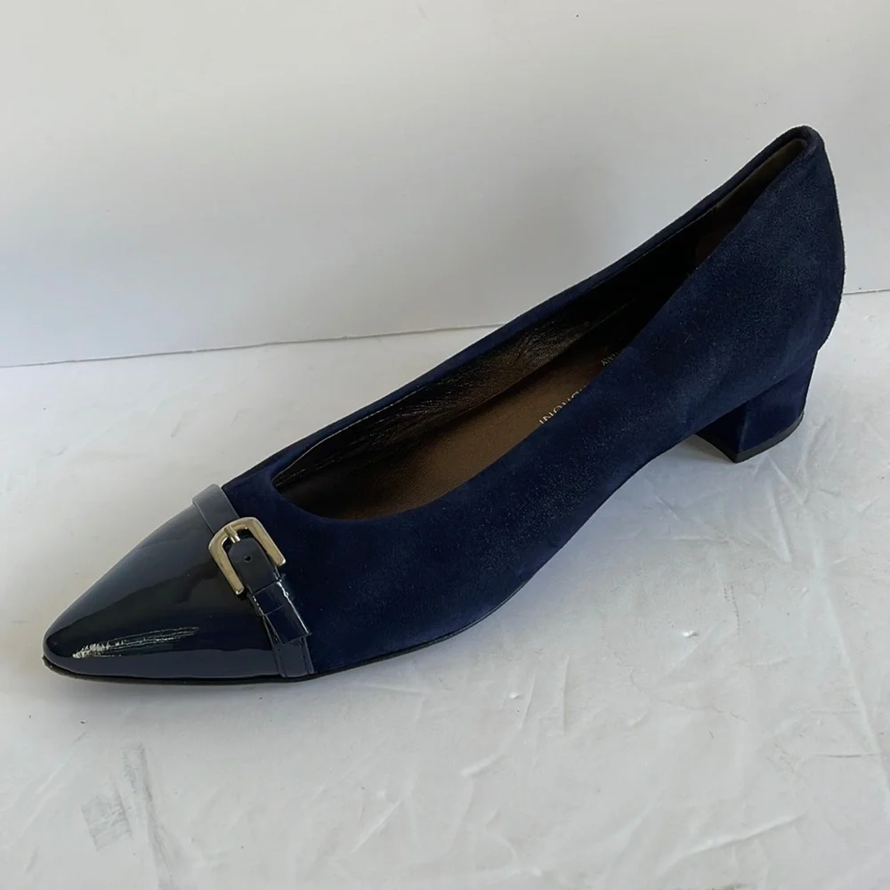 AGL navy blue suede point toe heels size 39